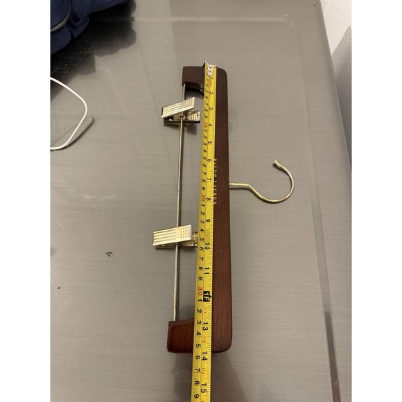 Vintage Ralph Lauren Pant Hanger Skirt Hanger With Adjustable Clips Wood - Picture 2 of 4